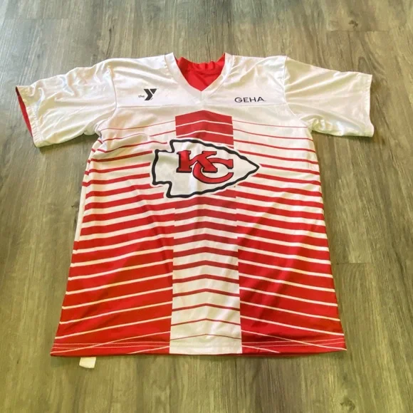 Kansas City Chiefs NFL Flag Football Jersey Youth Large Red Yellow Reversible - Picture 3 of 6